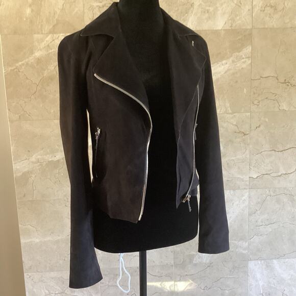 LTH JKT FLO Suede Leather Jacket XS Black Minimalist Punk Biker Moto Grunge $495 - Picture 4 of 13